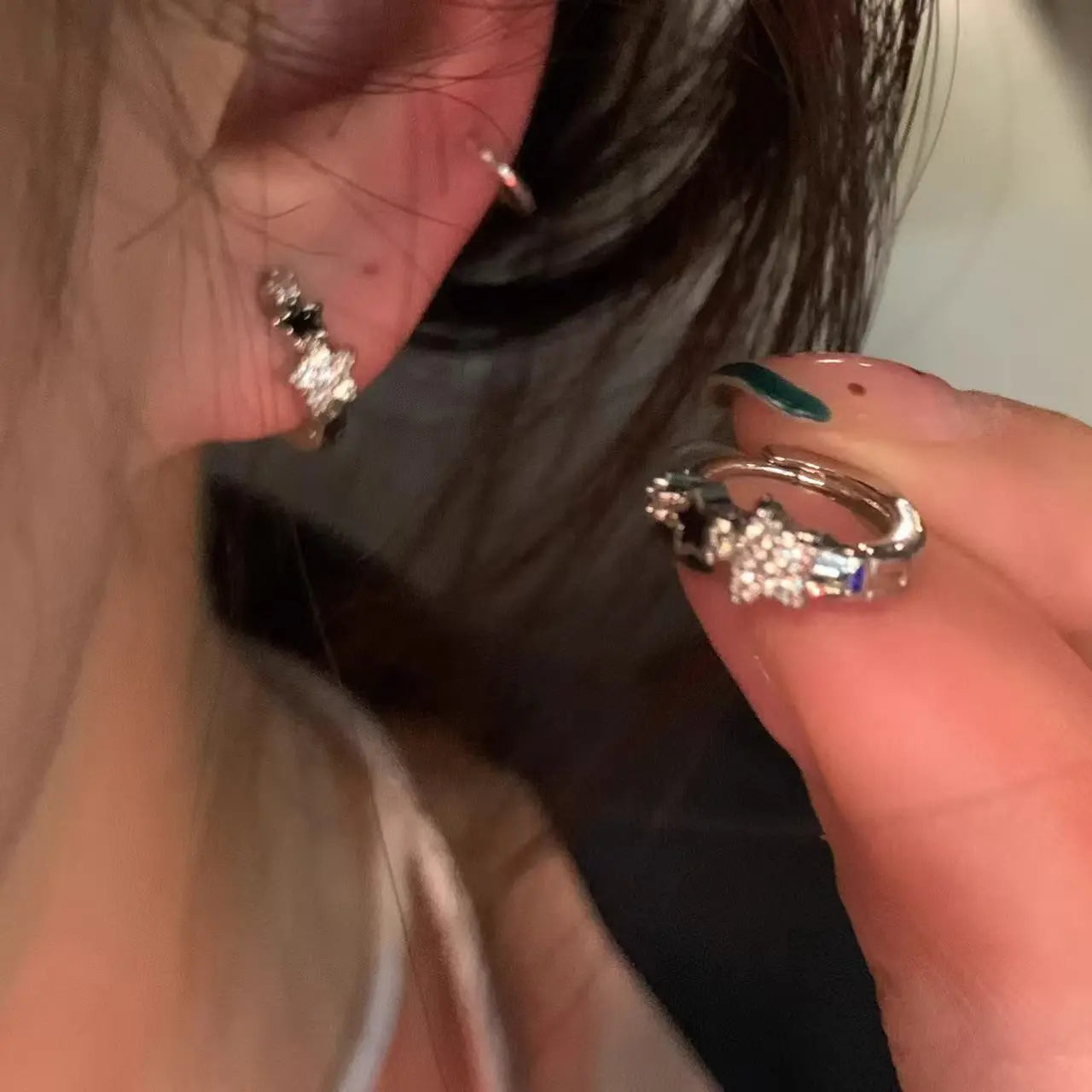 S925 Sliper Needle European and American Exaggerated Plain Hoop Earrings 我的商店