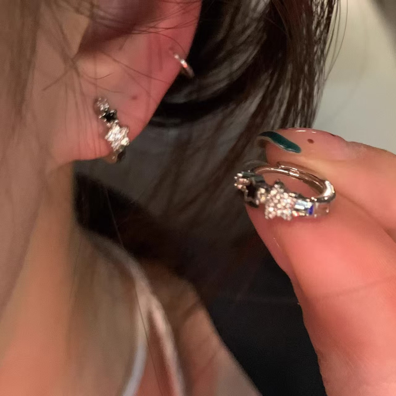 S925 Sliper Needle European and American Exaggerated Plain Hoop Earrings