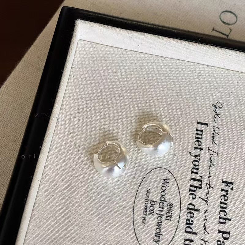 S925 Sliper Needle European and American Exaggerated Plain Hoop Earrings