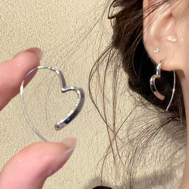 S925 Sliper Needle European and American Exaggerated Plain Hoop Earrings