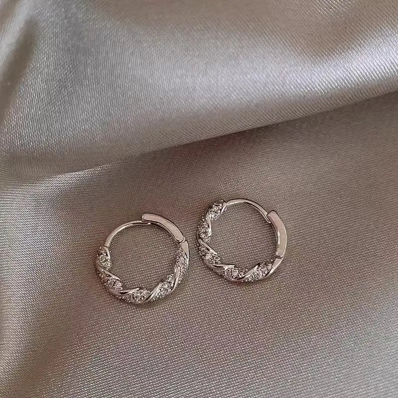 S925 Sliper Needle European and American Exaggerated Plain Hoop Earrings 我的商店