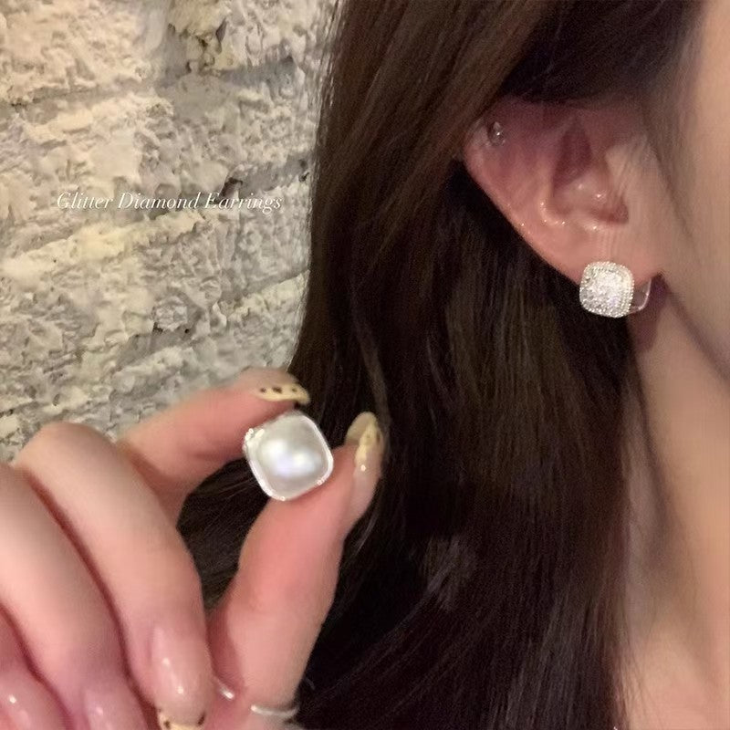 S925 Sliper Needle European and American Exaggerated Plain Hoop Earrings