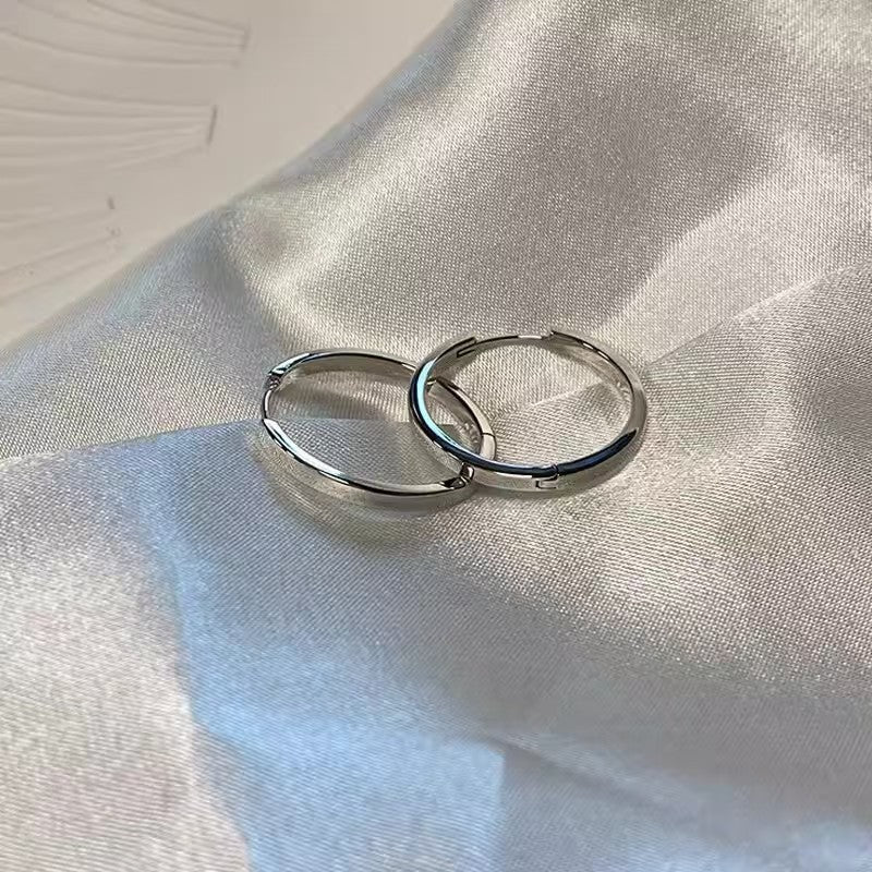 S925 Sliper Needle European and American Exaggerated Plain Hoop Earrings