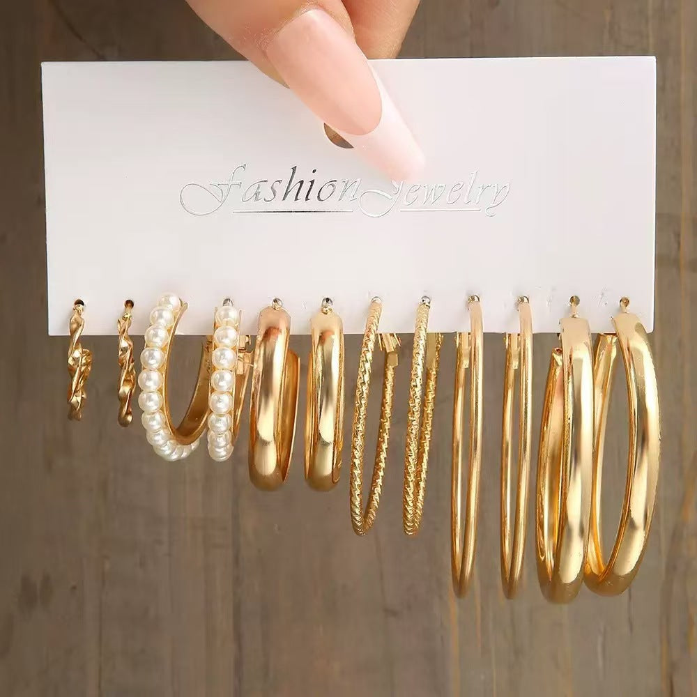 Bestselling European and American Metal Hoop Earring Set-INS Style