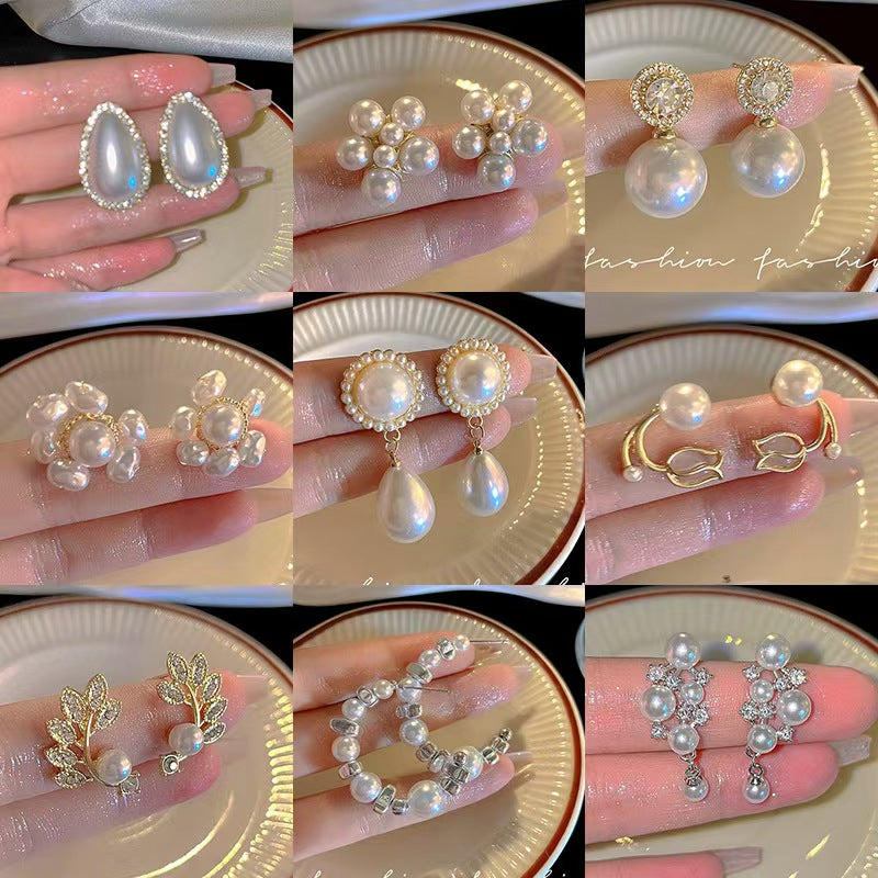 S925 Sterling Silver Earrings，Pearl Earrings，Zircon Earrings